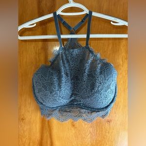 Victoria’s Secret Pink Eyelash Lace Bralette Gray Size S (D-DD).